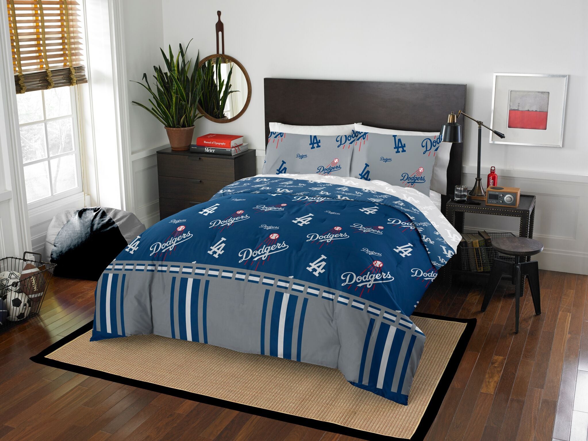Los Angeles Dodgers OFFIcIAL MLB Queen Bed In Bag Set(D0102H946BV)