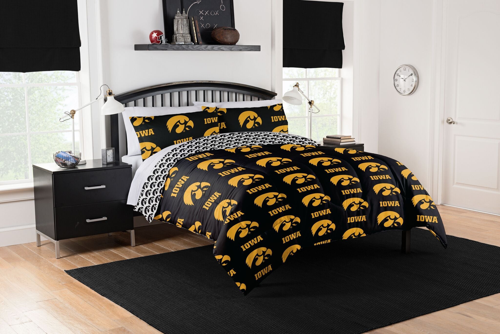 Iowa Hawkeyes Rotary Queen Bed In a Bag Set(D0102H94cPA)
