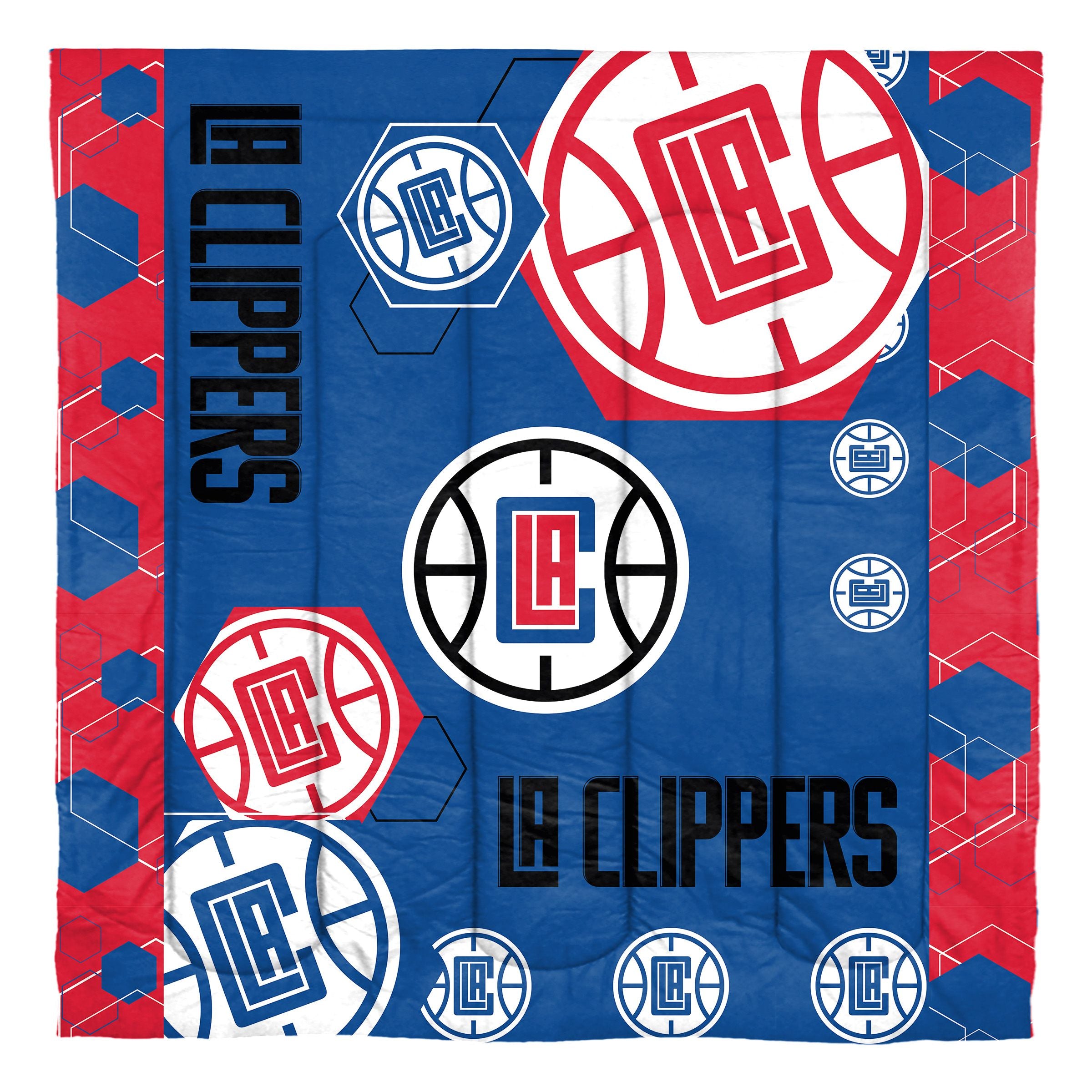 Clippers Official Nba Hexagon Fullqueen Comforter & Shams Set 86 X 86(D0102H94D3U)
