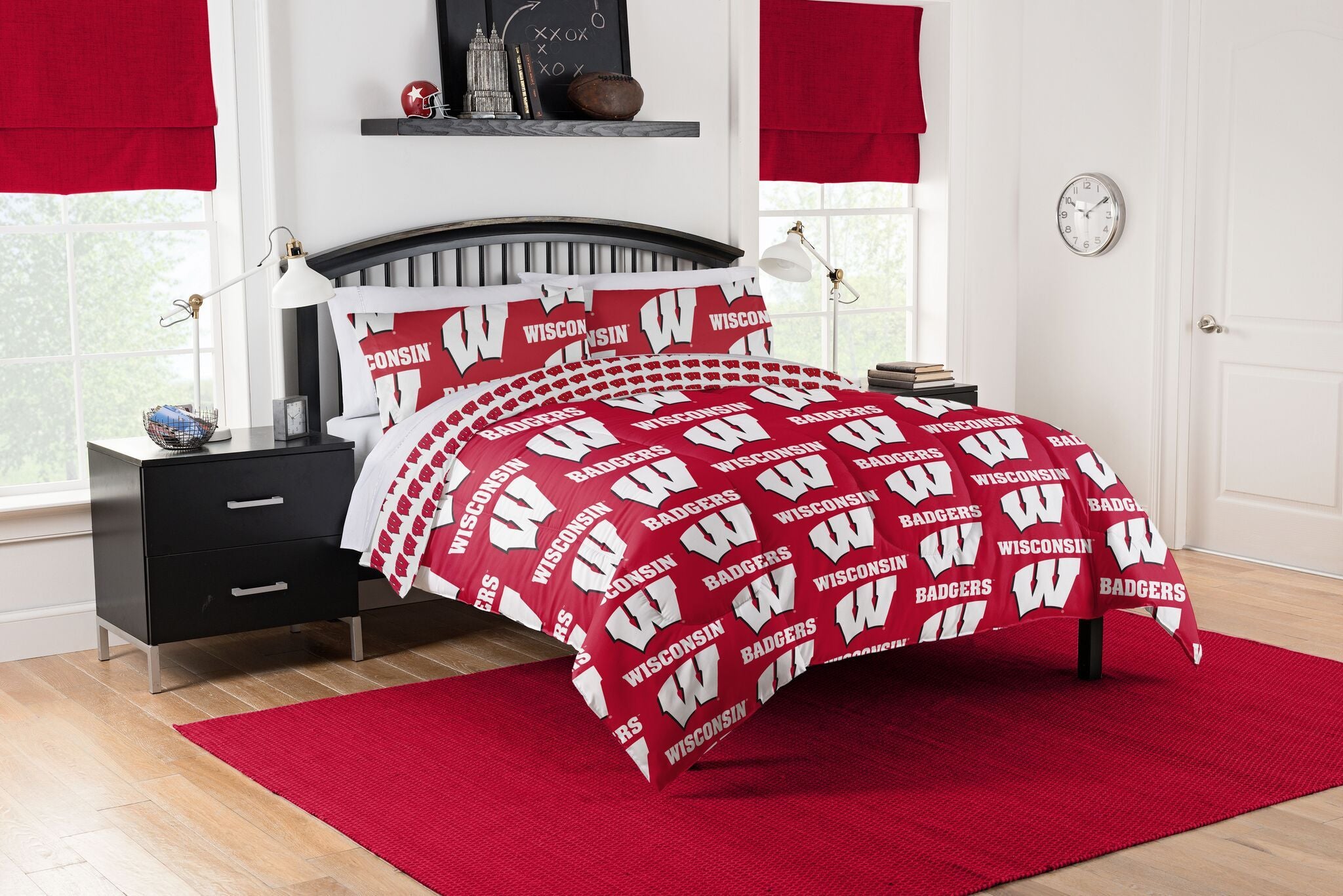 Wisconsin Badgers Rotary Queen Bed In a Bag Set(D0102H94V6W)