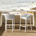 Rowan 27.5 Rope Barrel Low Back Patio Counter Stool, Set of 2, Optic White Acrylic