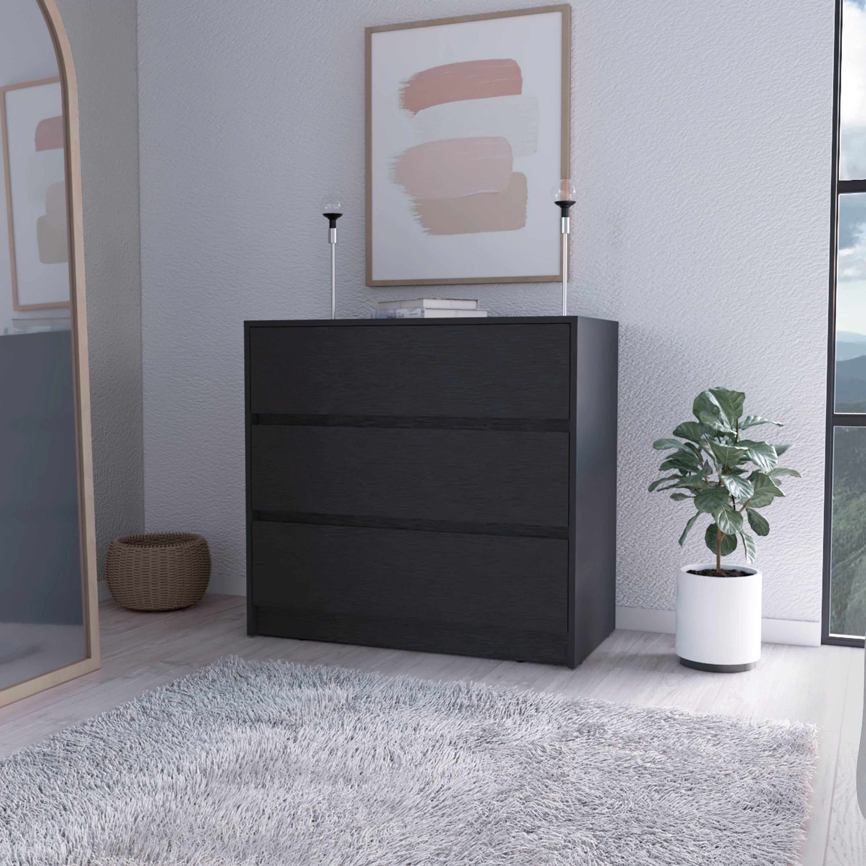 Avra 3 Drawer Dresser, Manufactured Wood Top and Front Chest of Drawers