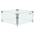 VEVOR Gas Fire Pit Wind Guard for Square Fire Table, 15 x 15 x 7 inch Clear Tempered Wind Guard for Firepits, 0.31 inch Thick Sq
