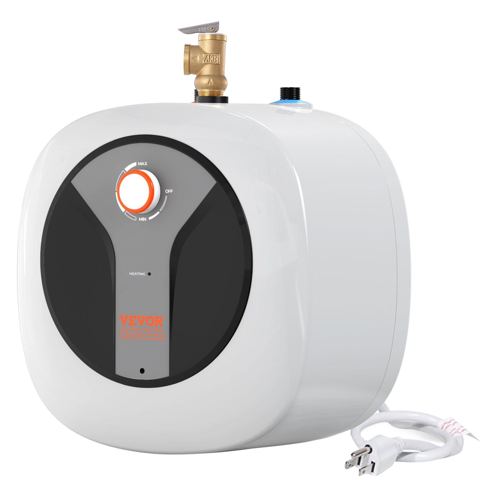 VEVOR Electric Mini-Tank Water Heater 2.5-Gallon Tank, 1440W Hot Water Boiler Storage, Safety Temperature Pressure Valve Easy In