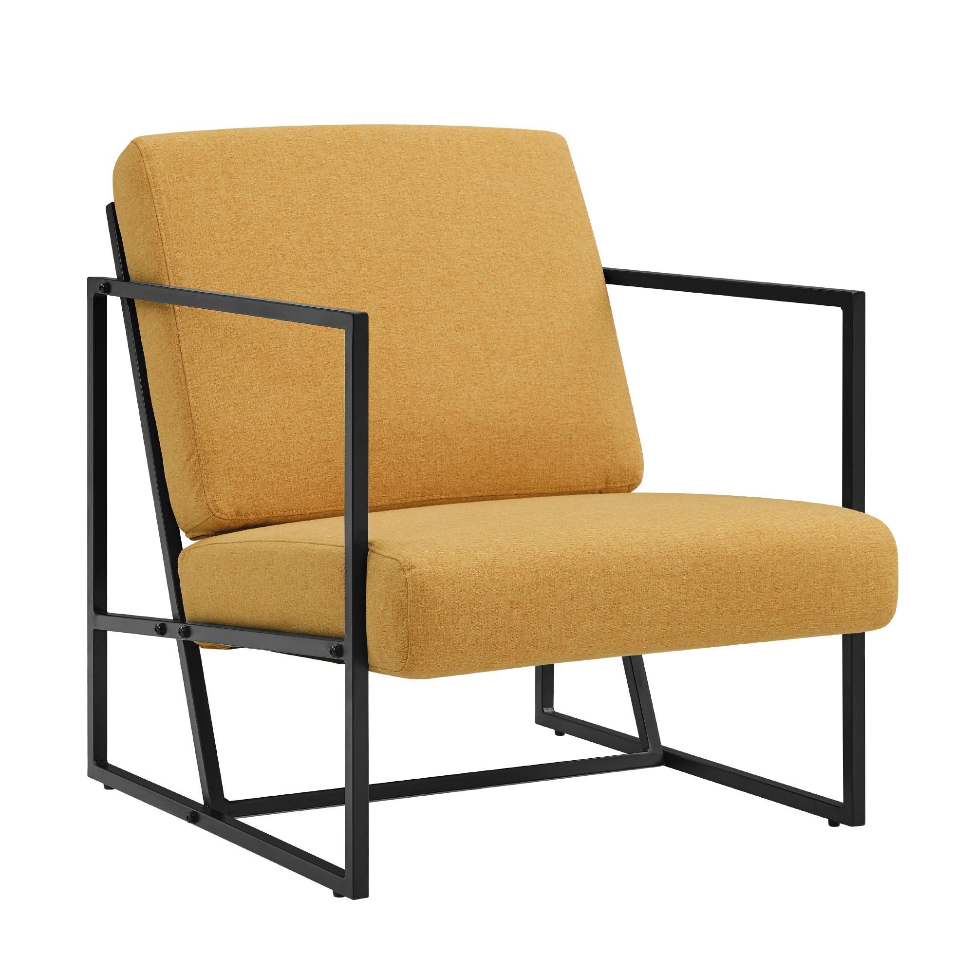 Modern Upholstered Fabric Chair with Metal Frame ?Mustard