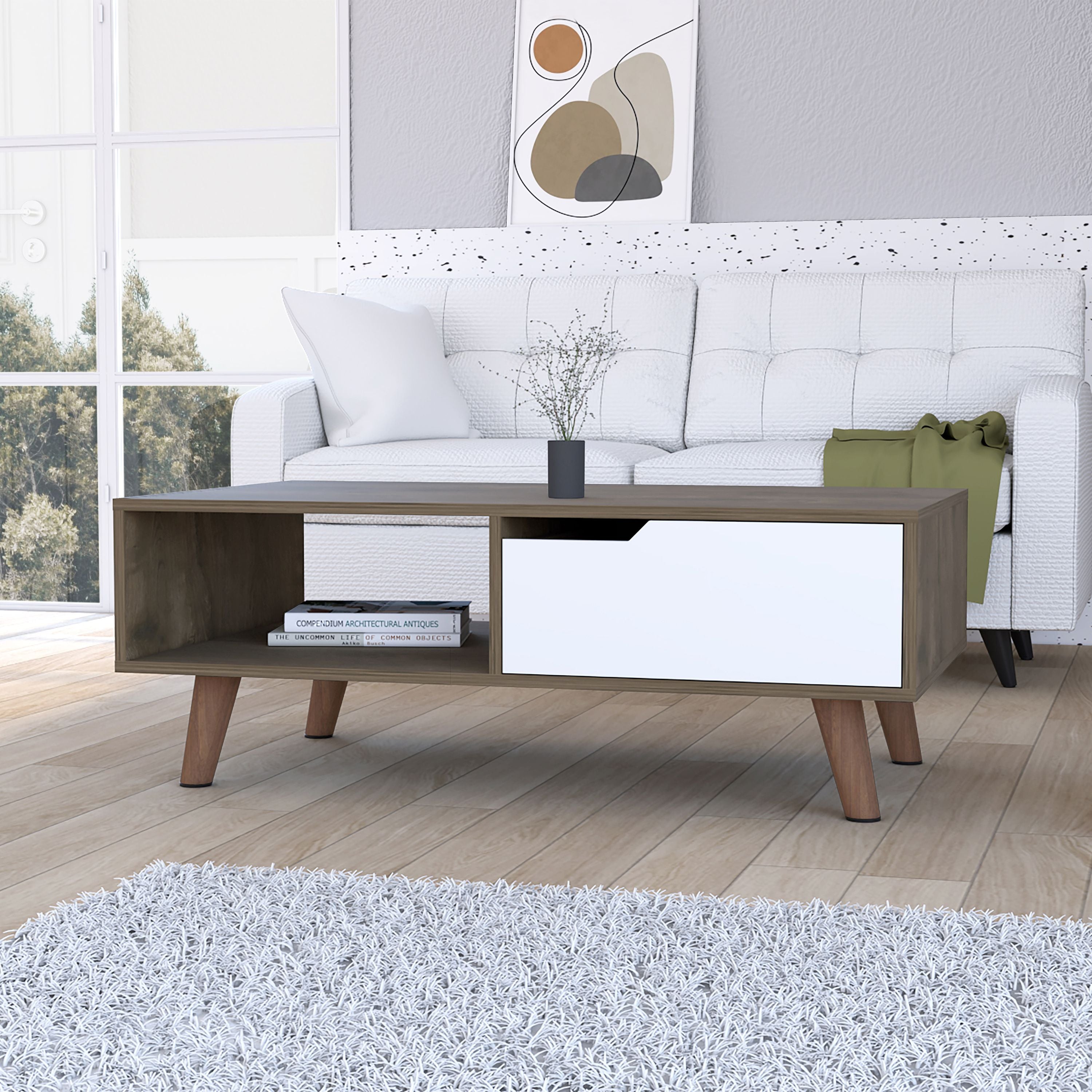 Hamburg Coffee Table 2.0 , One Open Shelf, One Drawer