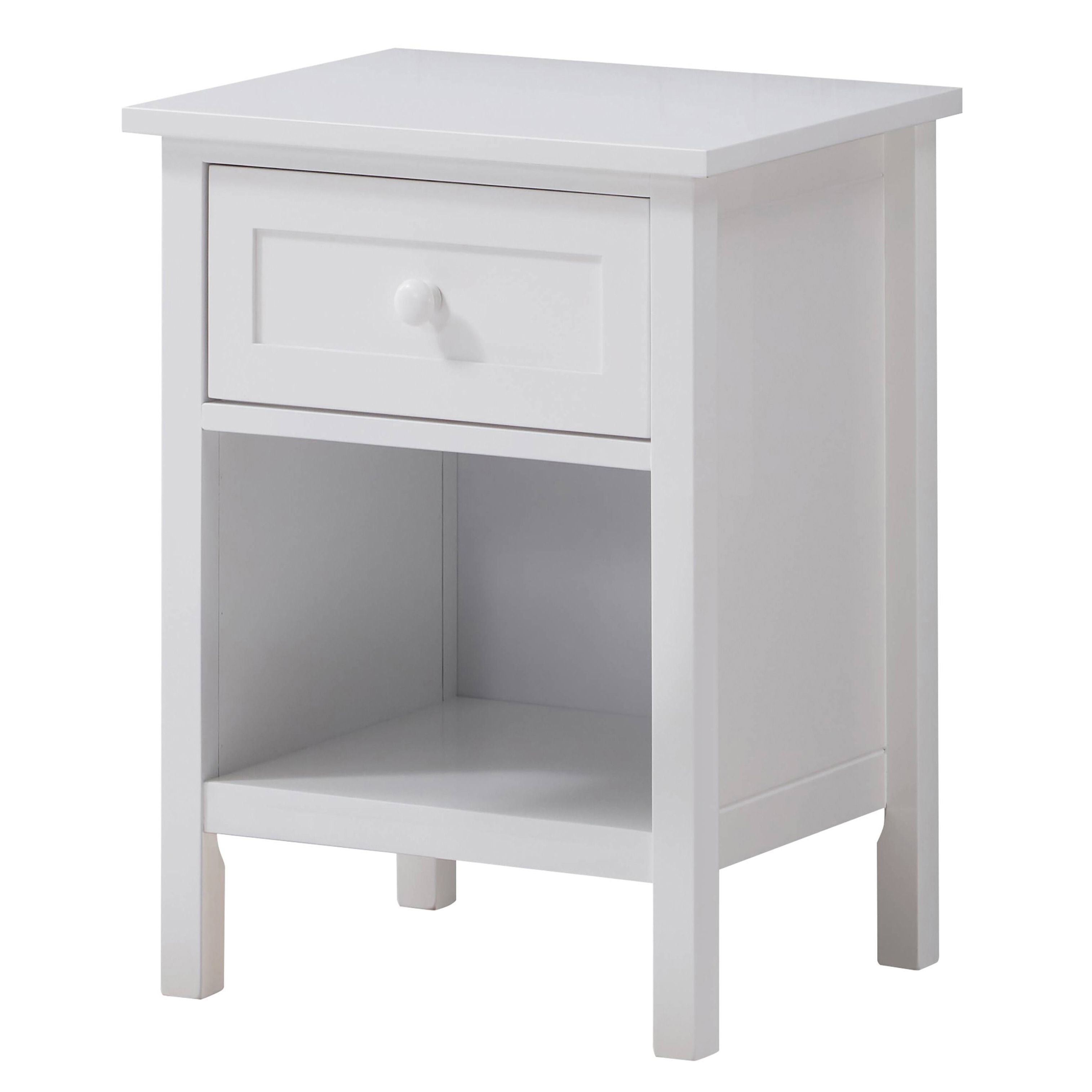 White Nightstand with Drawer