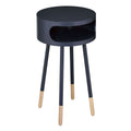 Black and Natural Round 1-shelf End Table