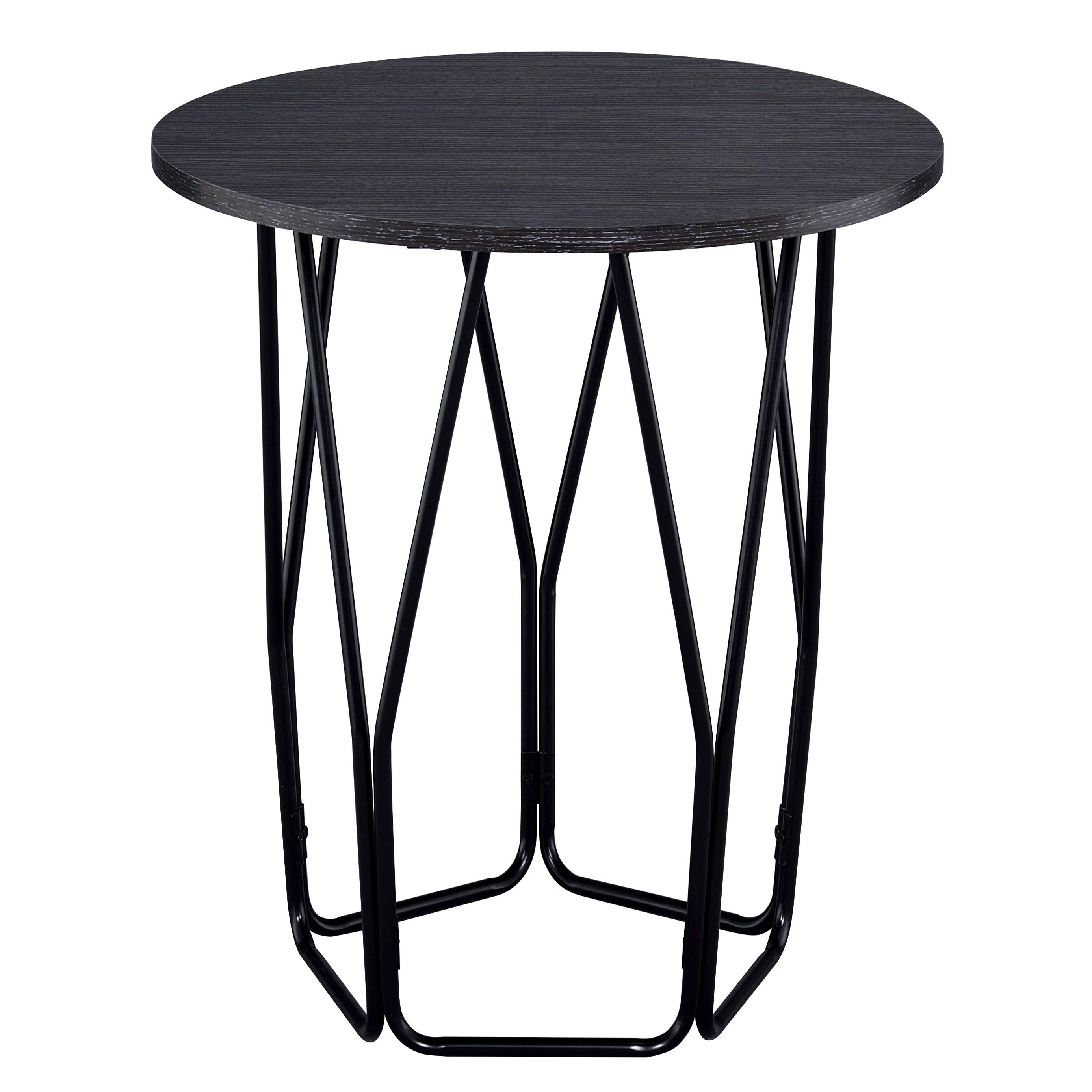 Espresso and Black End Table with Drum Shape