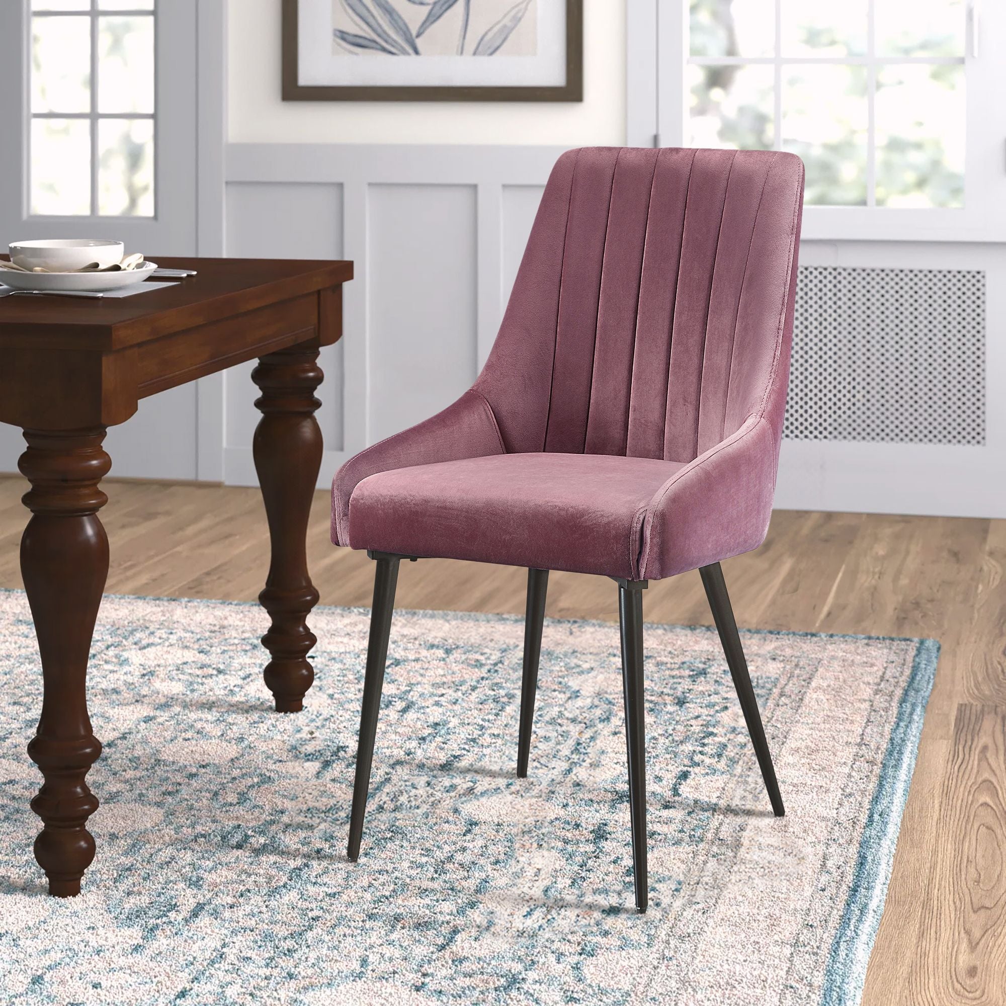 Pink and Black Tufted Back Side Chairs (Set of 2)