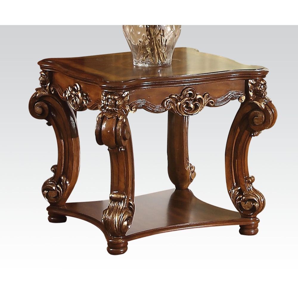 Cherry End Table with Bottom Shelf