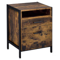 Rustic Oak and Black 2-drawer Nightstand