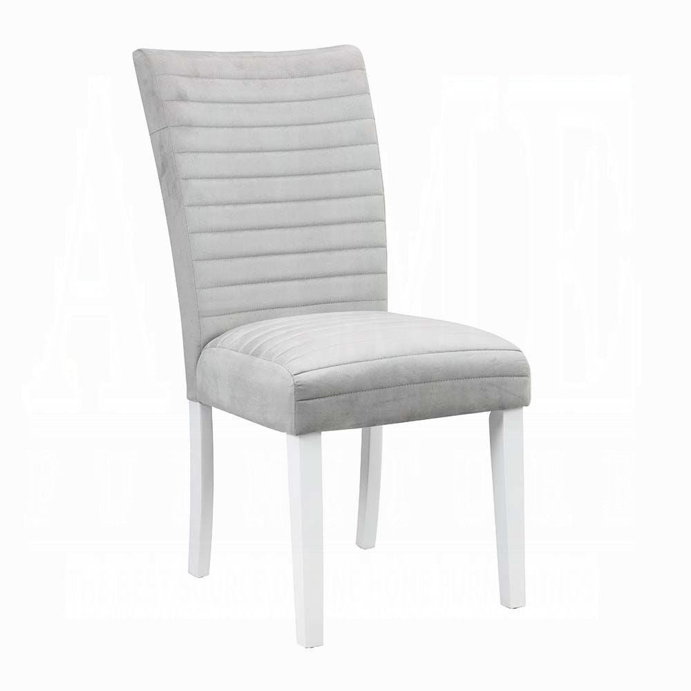 Grey and White Tufted Back Side Chairs (Set of 2)