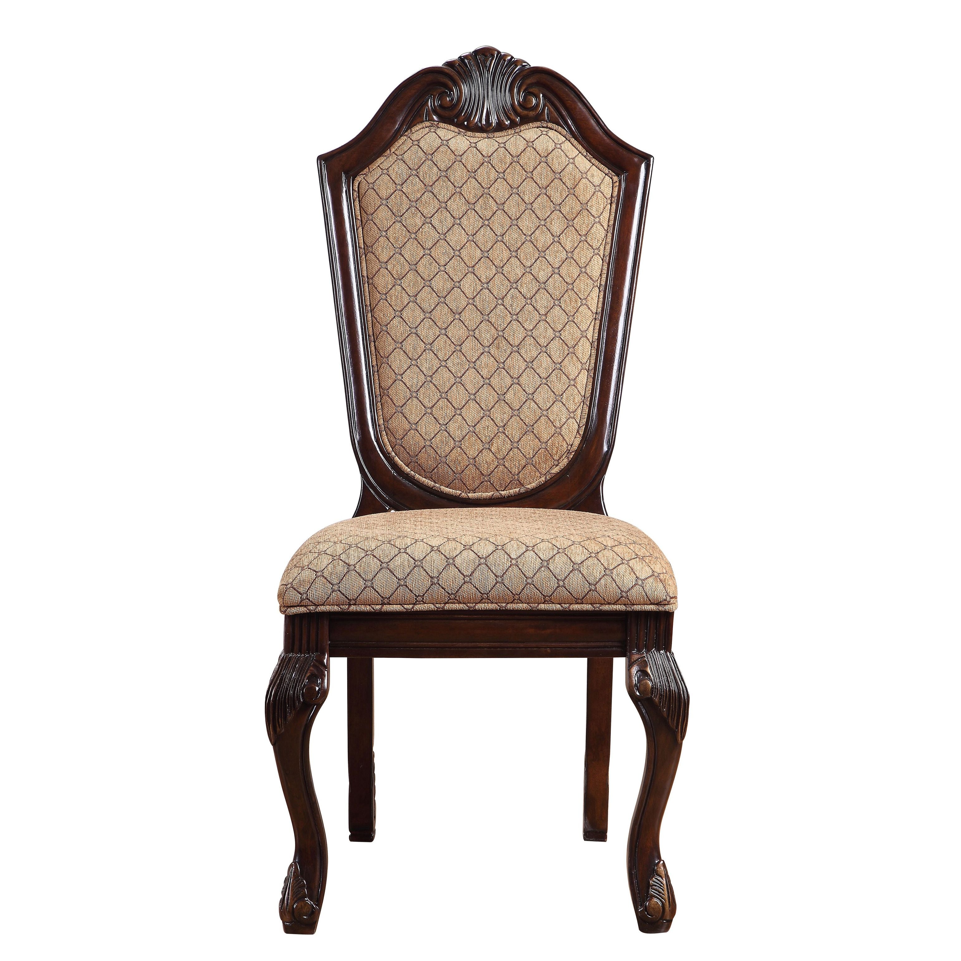 Beige and Espresso Solid Back Side Chairs (Set of 2)
