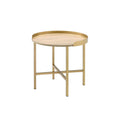 Oak and Gold End Table with Tray Top