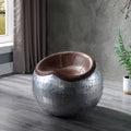 Retro Brown and Aluminum Ottoman with Saddle Seat