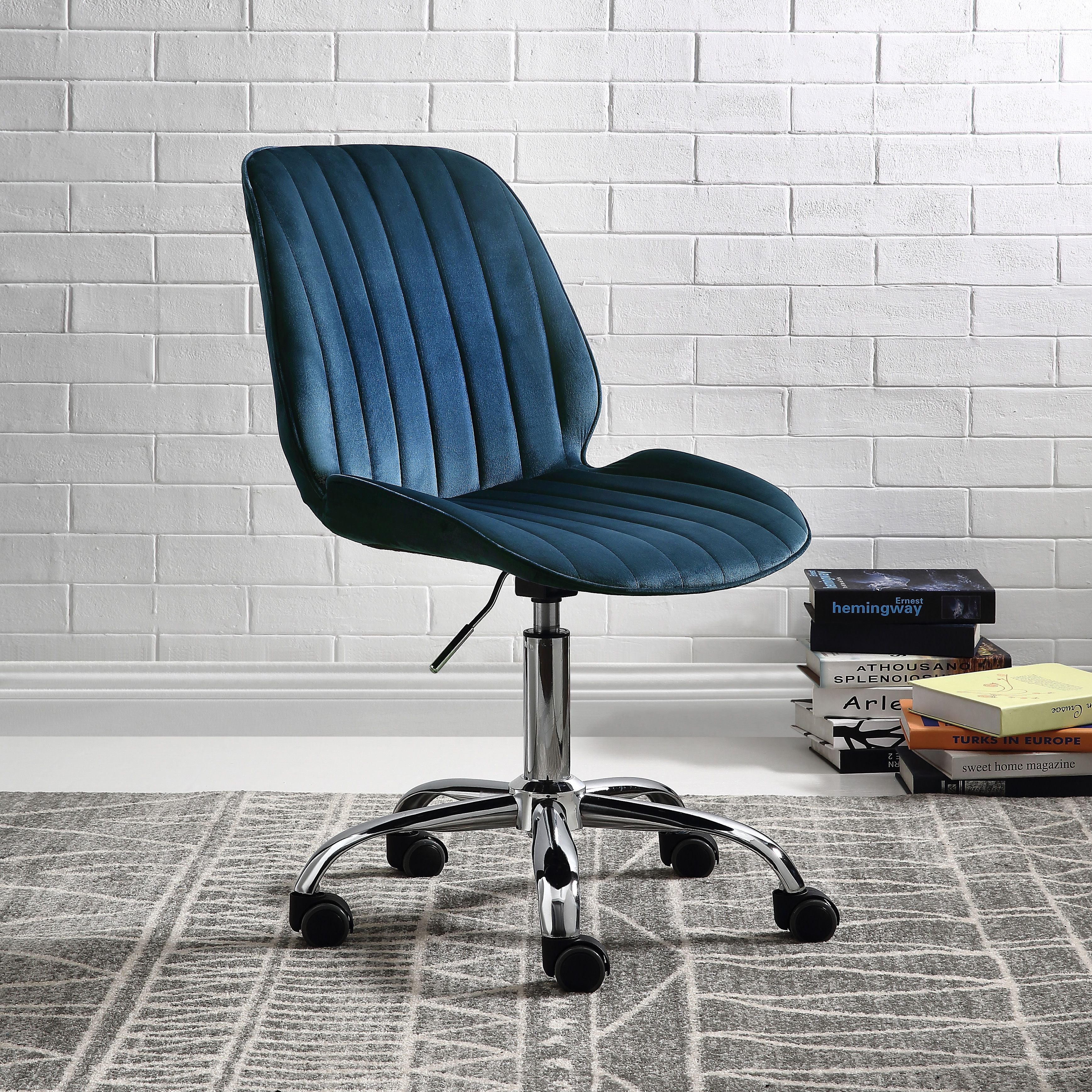 Twilight Blue and Chrome Swivel Office Chair