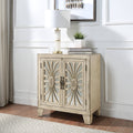 Antique White Console Table with Mirrored Doors