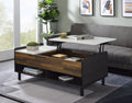 White and Walnut Coffee Table with Lift-Top