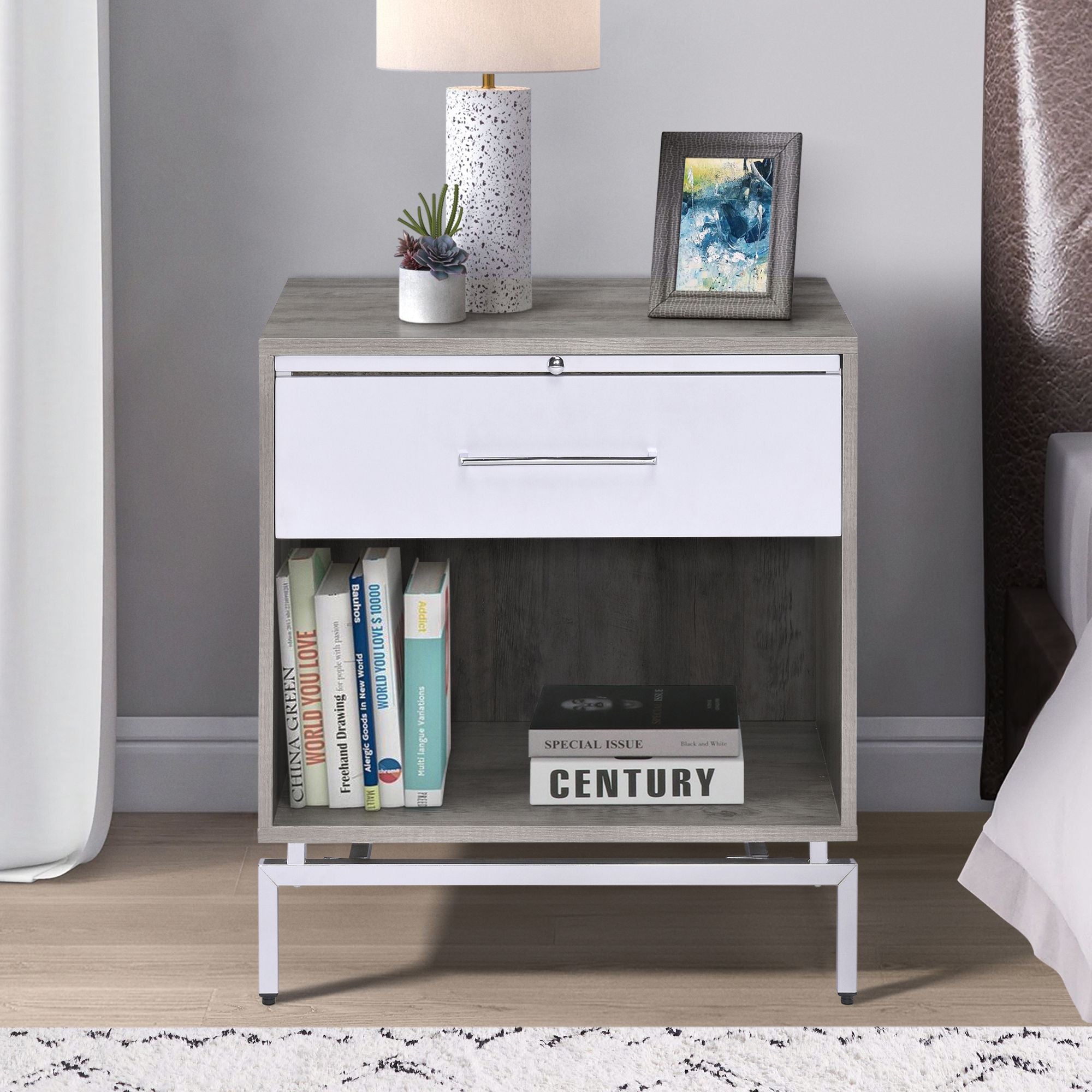 Weathered Grey Oak and White Accent Table