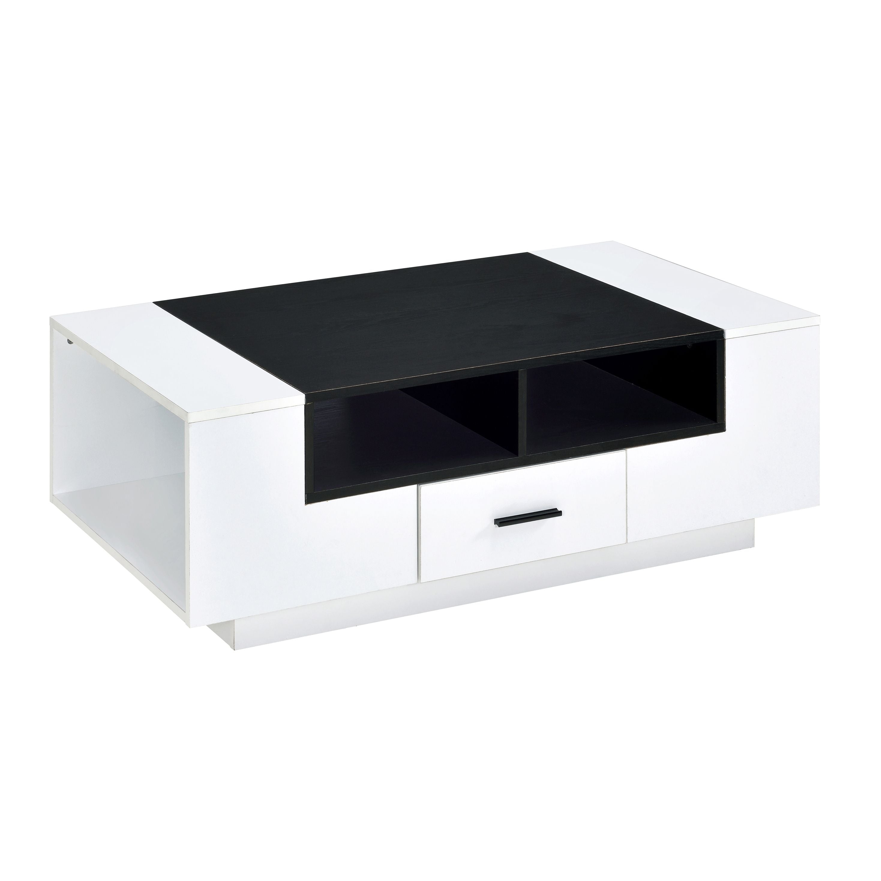 White and Black Coffee Table with Storage