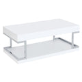 White High Gloss and Chrome Coffee Table with Bottom Shelf