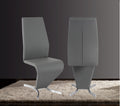 Modern Contemporary Upholstery PU Z-Shape Chair In Gray Set of 2