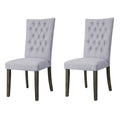 Grey and Grey Oak Side Chair with Button Tufted (Set of 2)