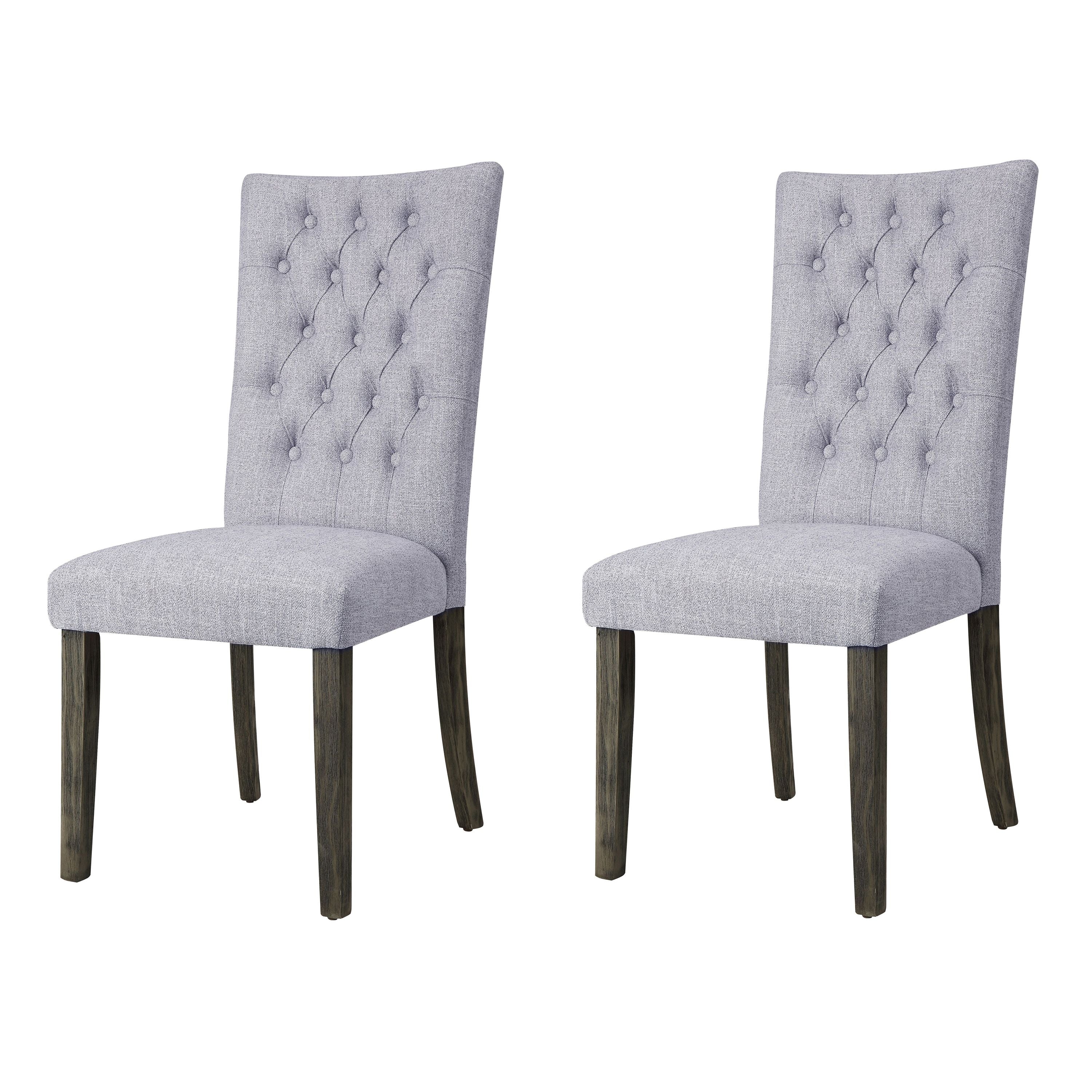 Grey and Grey Oak Side Chair with Button Tufted (Set of 2)