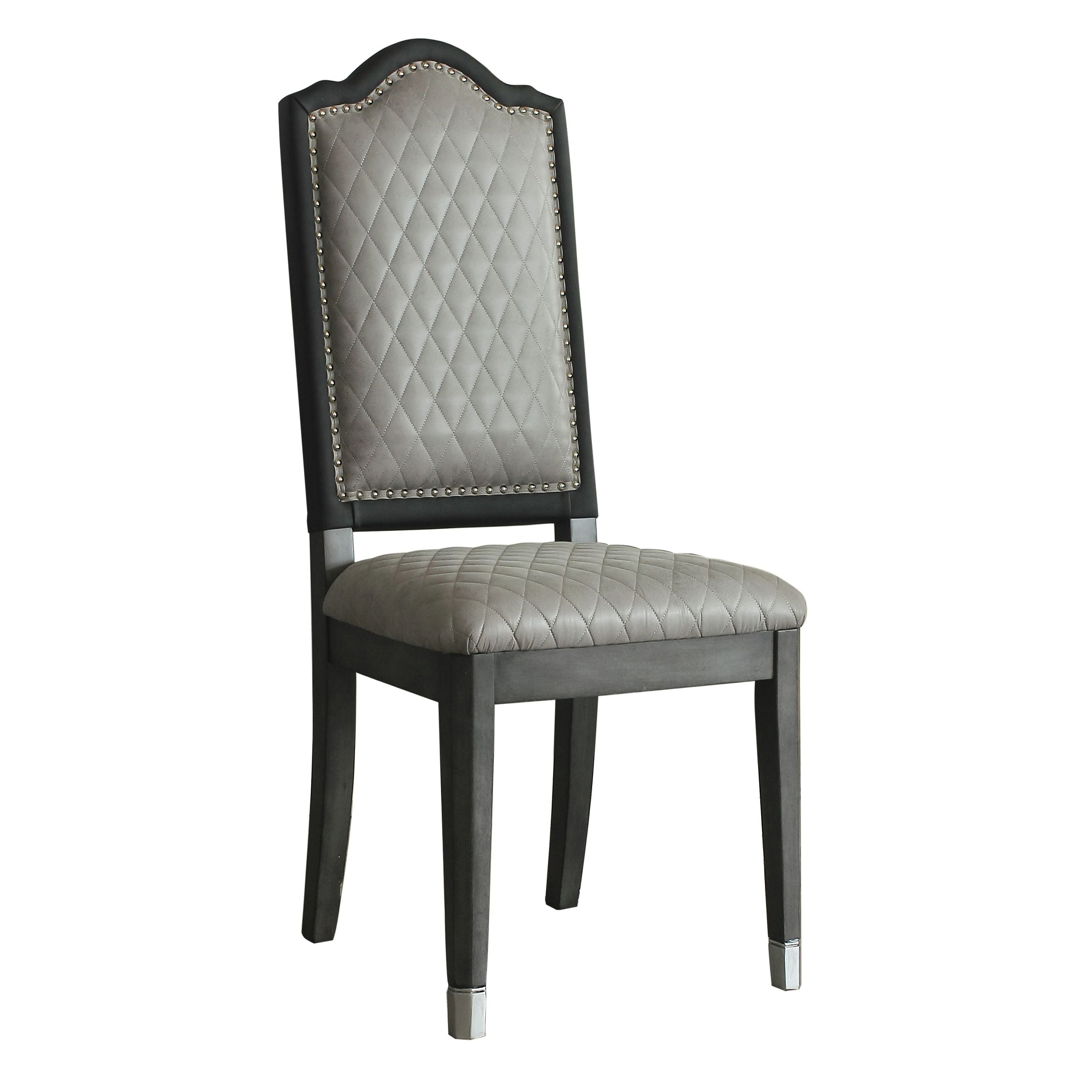 Two Tone Grey and Charcoal Upholstered Side Chairs (Set of 2)