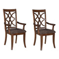 Brown and Dark Walnut Cross Back Arm Chairs (Set of 2)