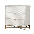 Honeycomb Design 3 Drawer Chest with Metal Legs, Small, White