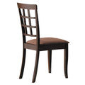 Wood & Fabric Side Chairs With Open Grid Pattern Back, Espresso Brown, Set Of 2