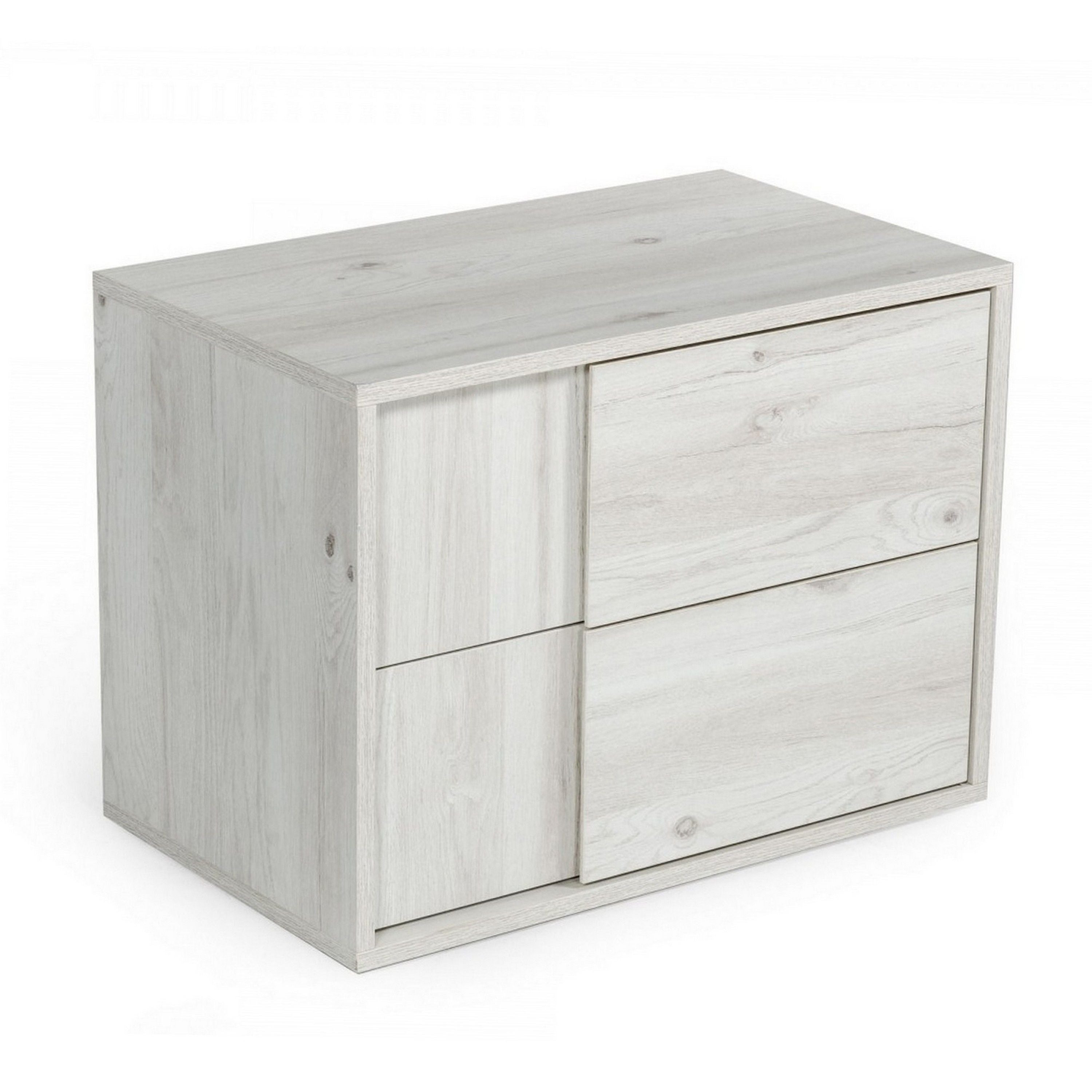 Wooden Nightstand with 2 Self Closing Drawers, White