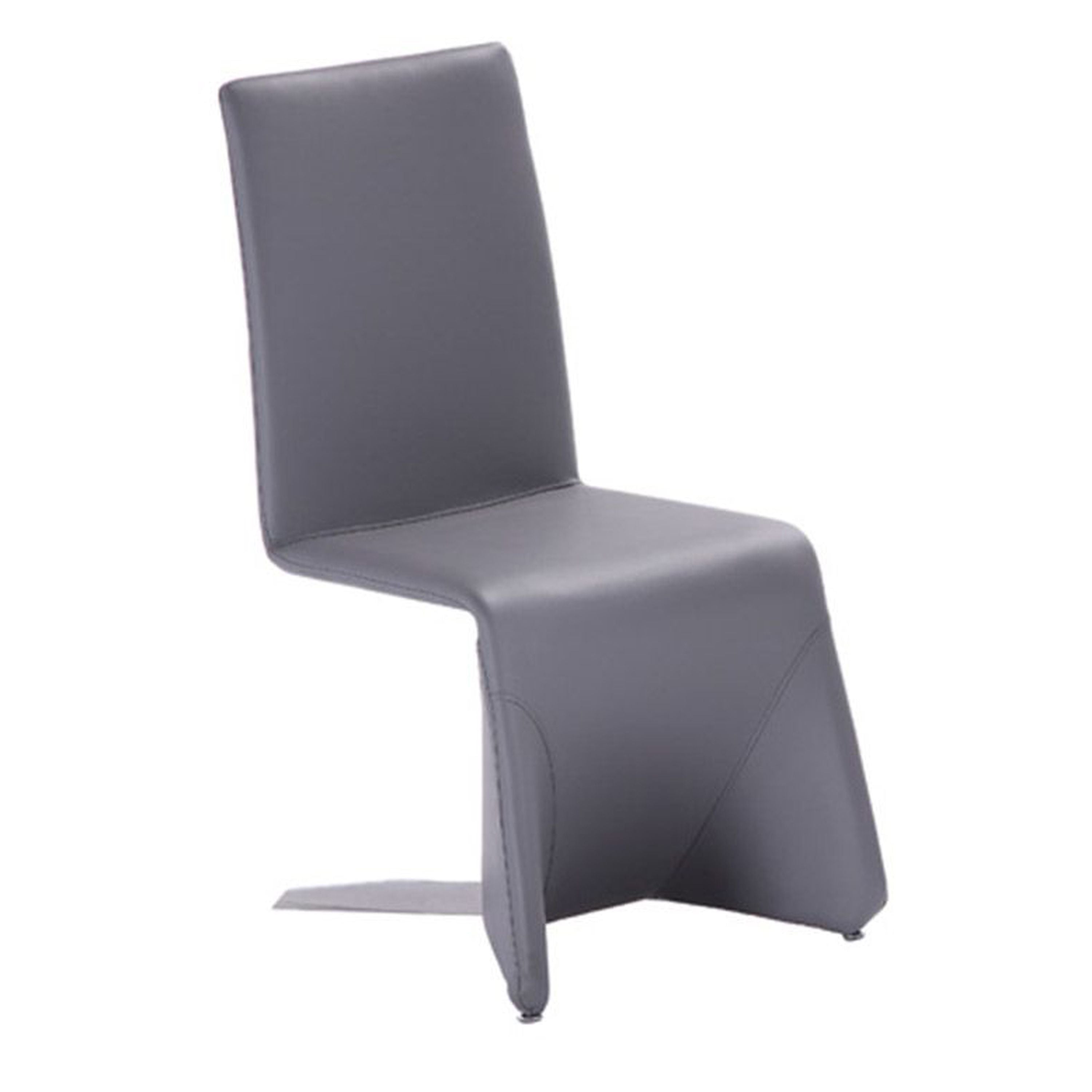Fully Leatherette Upholstered Metal Frame Dining Chair, Set of 2, Gray