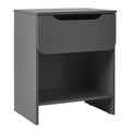 Modern Minimalist 1-Drawer Nightstand with Cubby ?Dark Grey