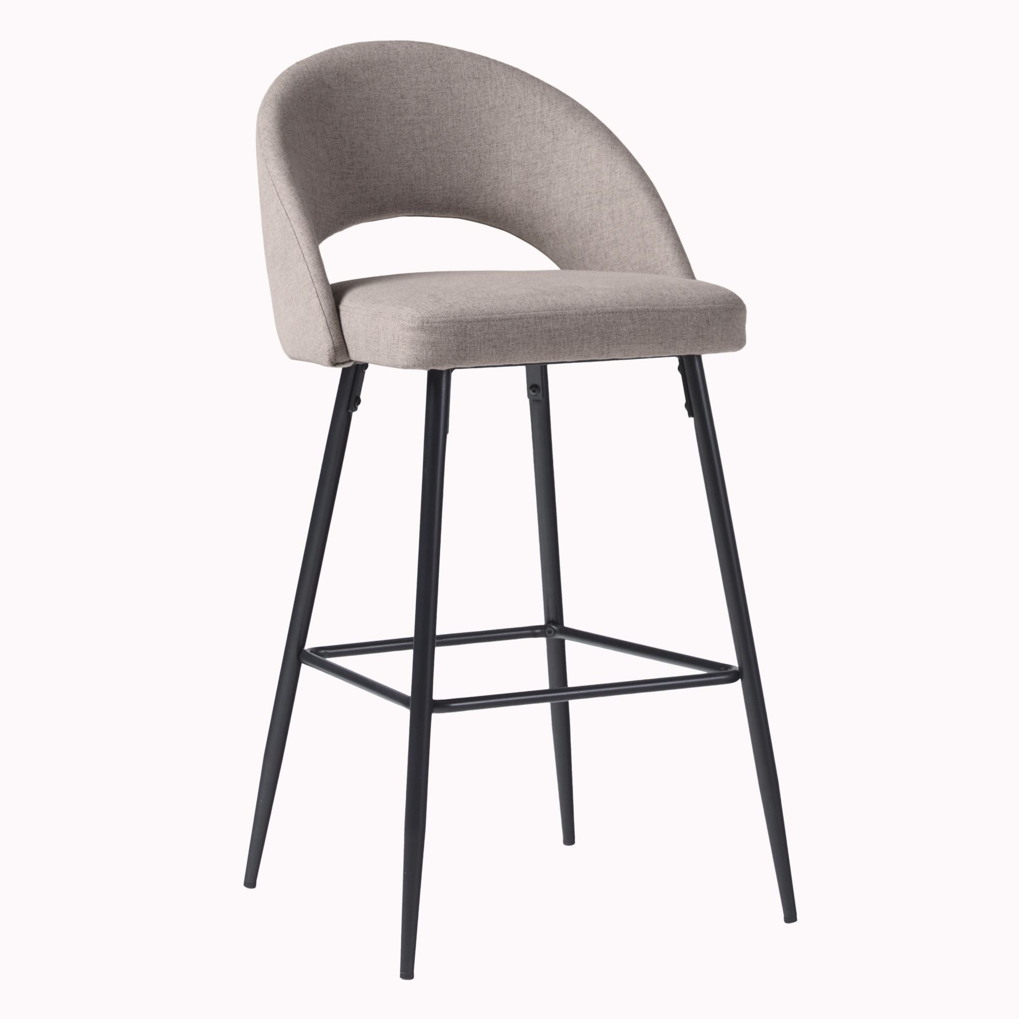 Modern 2-Piece Minimalist Upholstered Bar Stool Set ?Mushroom