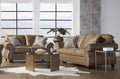 Leinster Faux Leather Sofa and Loveseat with Antique Bronze Nailheads