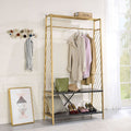 Gold and Black Hall Tree with 2 Tier Shelves