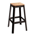 Natural and Black Armless Bar Stool with Crossbar Support