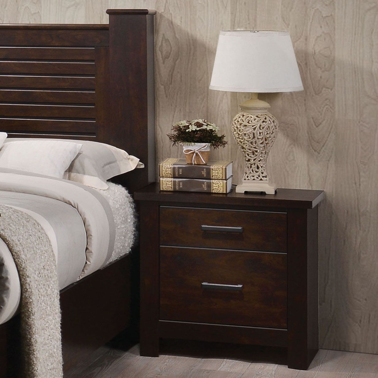 Mahogany 2-Drawer Nightstand
