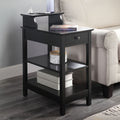 Black Storage Accent Table with USB