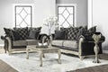 San Marino 2-Tone Fabric Wooden Frame Sofa and Loveseat with 3 Tables Set