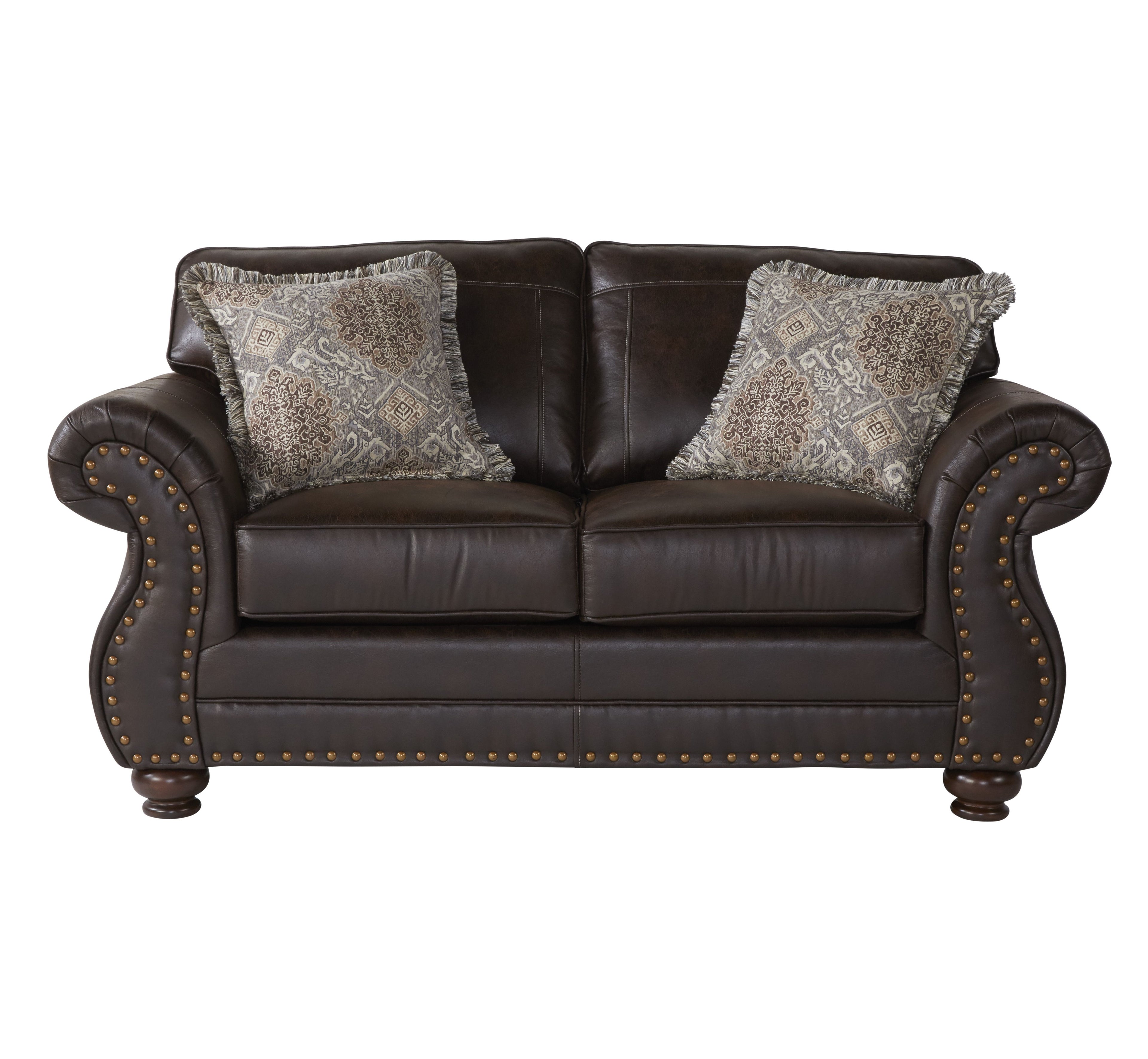 Leinster Fabric Upholstered Nailhead Loveseat in Espresso