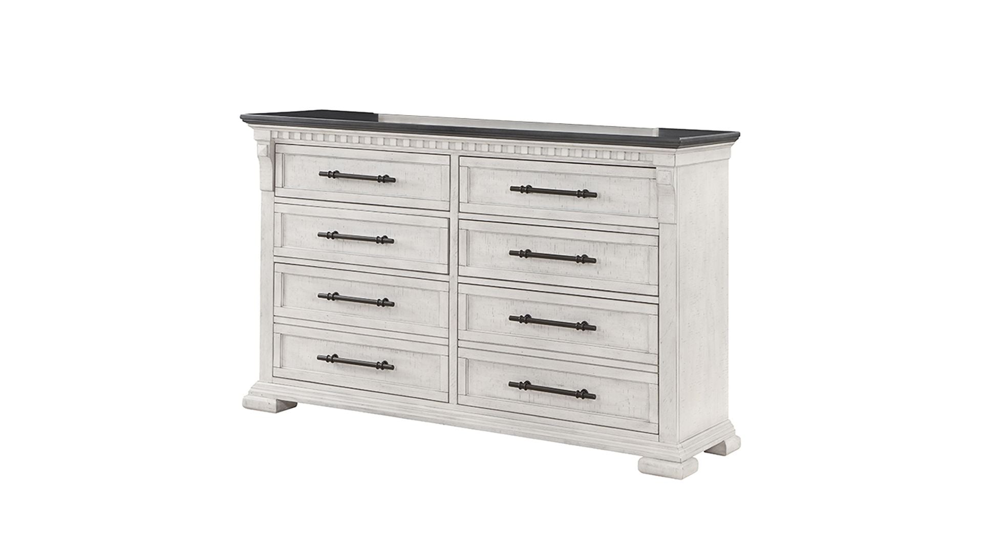 Transitional Style 8- Drawer Dresser Made with Wood in Antique White