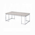 Natural Oak and Chrome Coffee Table with Metal Sled Base