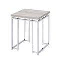 Natural Oak and Chrome End Table with Metal Sled Base