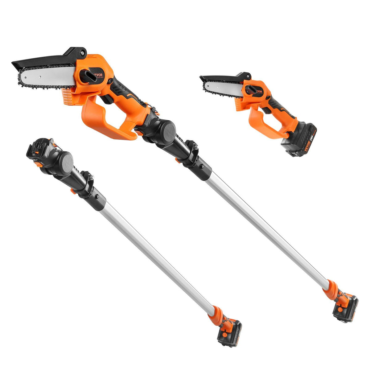 Vevor 2-In-1 Cordless Pole Saw & Mini Chainsaw, 20V 4Ah Battery Pole Chainsaw, 5' Cutting Capacity 8 Ft Reach Pole Saw For Bran