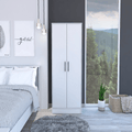 180 Armoire Beery, Double Door, Metal Rod, One Drawer, White Finish(D0102HgE12g)
