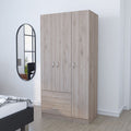 Three Door Armoire clark, Metal Rod, Light gray Finish(D0102HgE13V)